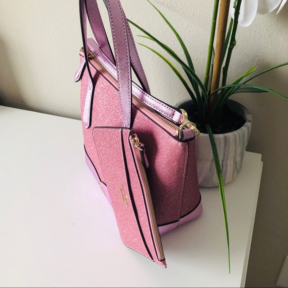 KATE SPADE LOLA GLITTER SMALL SATCHEL & WALLET NWT - Picture 2 of 16